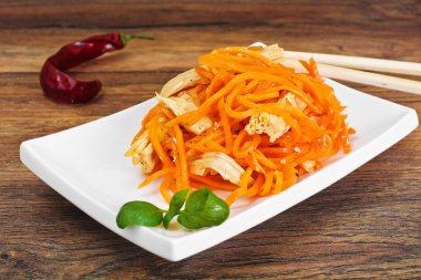 Kore havuç ile kuşkonmaz ve soya fasulyesi. Asya Mutfağı