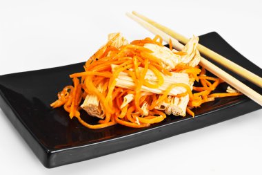 Kore havuç ile kuşkonmaz ve soya fasulyesi. Asya Mutfağı