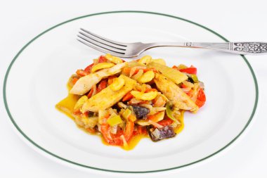 Kaju fıstığı, sebze ve Soya soslu tavuk. Asya Cuisin