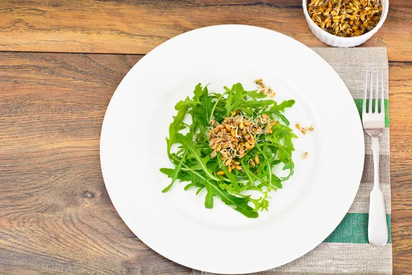 Rucola salade en rogge zaailingen — Stockfoto