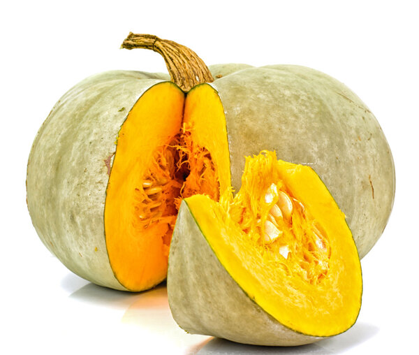 Fresh Tasty Sweet Green Pumpkin Isolated on White Background