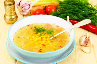 Tavuk suyu ile erişte ve sebze çorbası