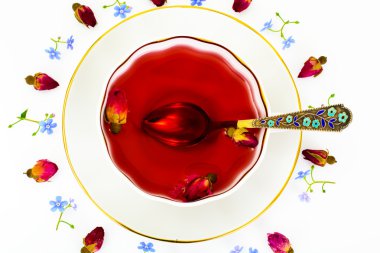 Çiçekli Kırmızı Gül ebegümeci çayı