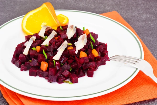 Salată de sfeclă roșie cu Herring — Fotografie, imagine de stoc