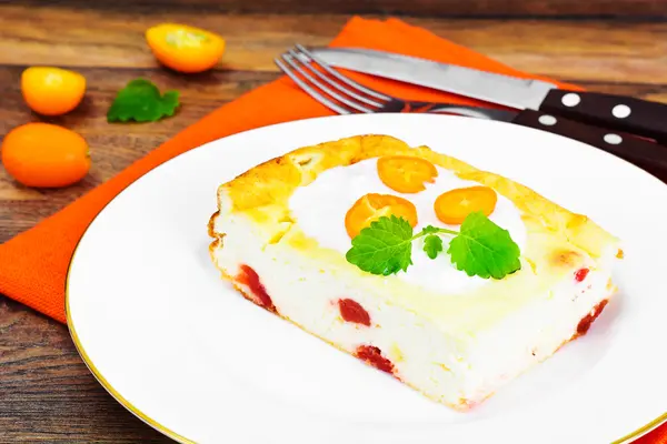 Delicious Baked Baked Cottage Cheese Casserole — стоковое фото