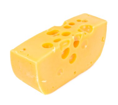 Beyaz arkaplanda İsviçre peyniri izole