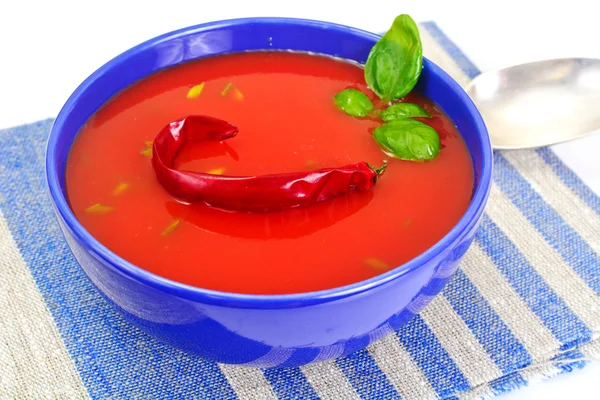 中厚板的番茄汤。国家意大利菜 — 图库照片