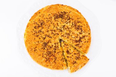 Gürcistan Milli yemek pasta peynir ve kimyon Khachapuri ile