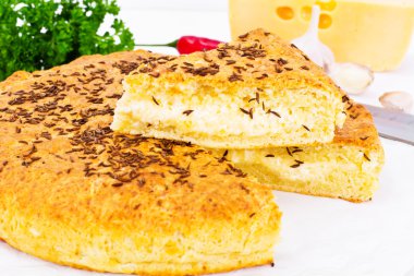 Gürcistan Milli yemek pasta peynir ve kimyon Khachapuri ile