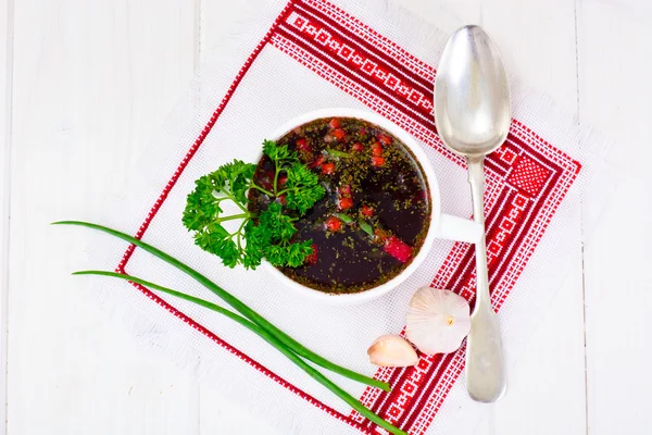 Healthy Food: Soup with Beets, Green Beans and Vegetables — Stock Photo, Image