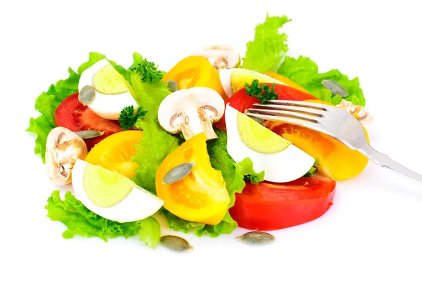 Lettuce with Tomato, Pepper and Boiled Egg — Stock Photo, Image