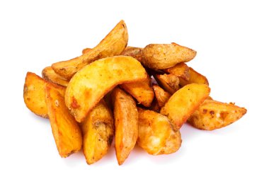 Patates dilimleri, bir kırsal alanda patates domates ketçap ile