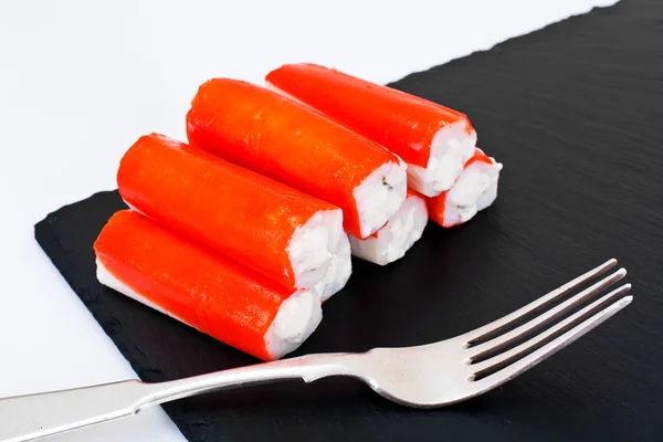 Crab Sticks Stuffed with Cream Cheese — Stock Photo, Image