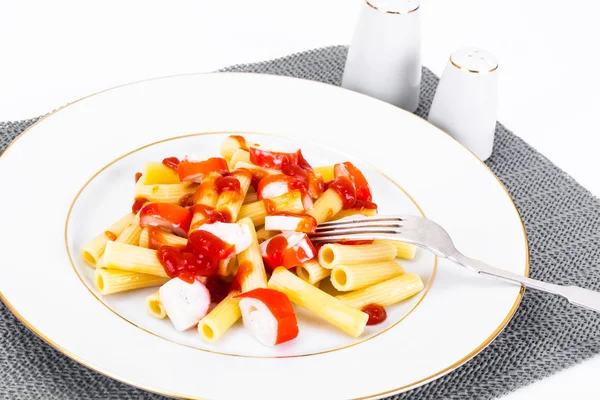 Pasta with Ketchup and Crab Sticks