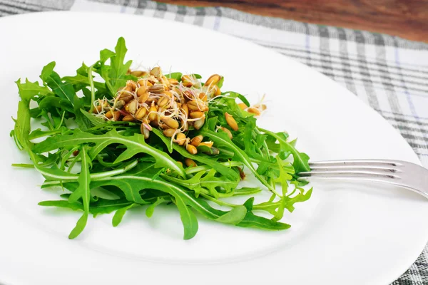 Ensalada de rúcula y plántulas de centeno — Foto de Stock