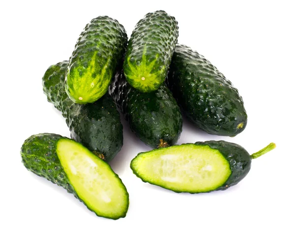 Fresh Green Cucumbers Isolated on White Background — Stock Photo, Image