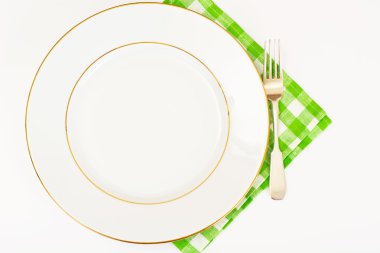 Beyaz Empry plaka üzerinde metin için yer ile bir masa örtüsü