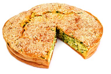 Yeşil soğan ve yumurta ile pasta