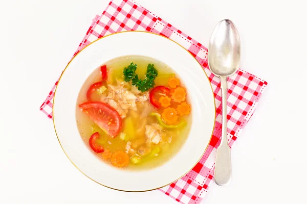 Zupa rybna z pstrąga i warzywa — Zdjęcie stockowe