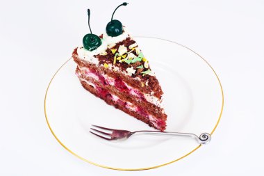 Schwarzwald kek, çırpılmış krem, siyah ve beyaz çikolata, Deco