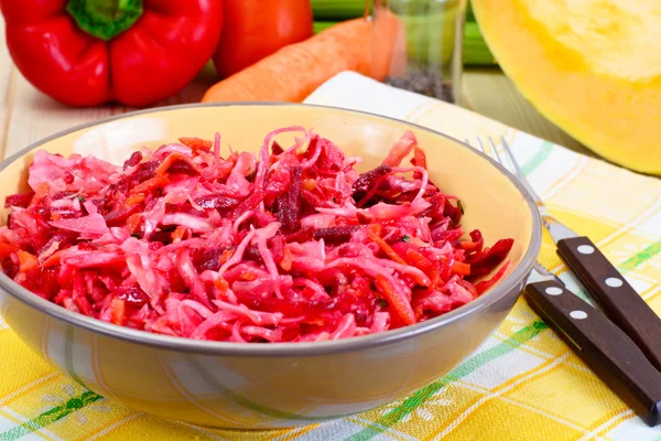 Salad with Beets, Carrots, Cabbage and Celery — Stock Photo, Image
