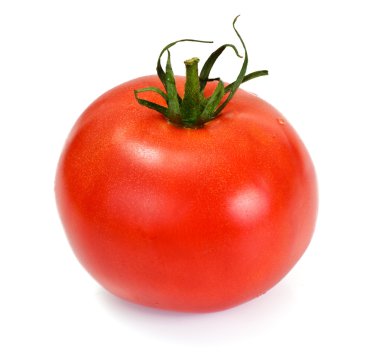Kırmızı domatesler beyaz arka planda izole edilmiş.
