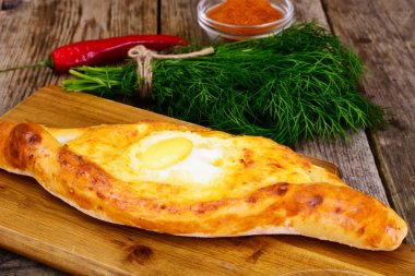 Gürcistan Milli yemek pasta peynir ve kimyon Khachapuri ile
