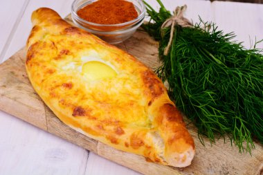 Gürcistan Milli yemek pasta peynir ve kimyon Khachapuri ile