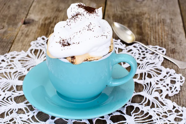 Koffie met slagroom, Crème Caramel — Stockfoto