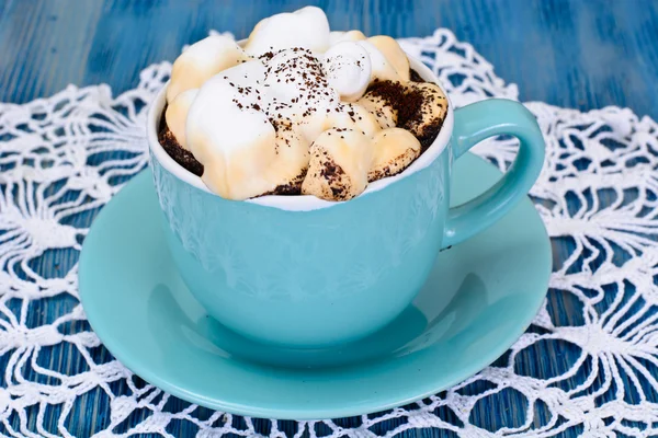 Koffie met slagroom, Crème Caramel — Stockfoto