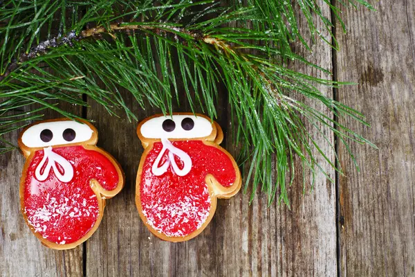 Fondo de Navidad y Año Nuevo con Árbol y Pan de jengibre — Foto de Stock