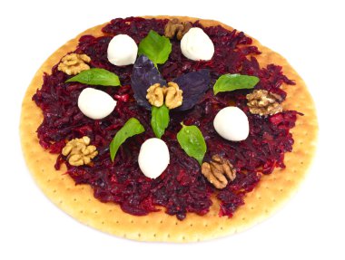 Pizza pancar, fındık, peynir, Mozzarella ve fesleğen ile