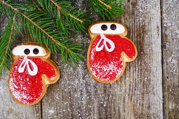 Fondo de Navidad y Año Nuevo con Árbol y Pan de jengibre — Foto de Stock