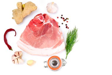 Bir parça taze çiğ domuz eti, et