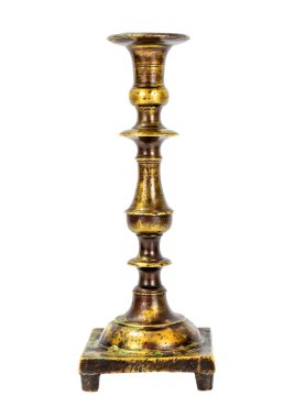 Eski Metal pirinç şamdan izole beyaz