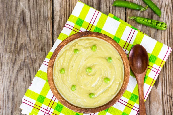 Dietní polévka smetana pyré ze zelených lusků — Stock fotografie