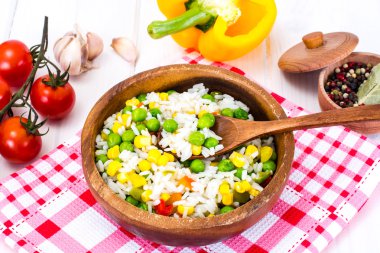 Risotto ile sebze, Mısır ve bezelye