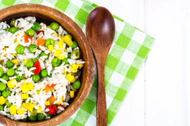 Risotto ile sebze, Mısır ve bezelye