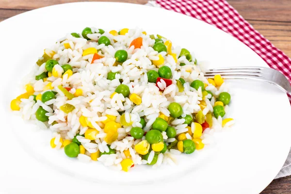 Risotto with Vegetables, Corn and Peas