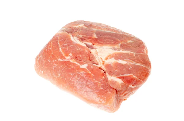 在白色背景上分离的生鲜猪肉片 — 图库照片