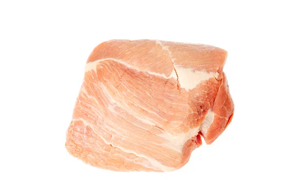 Stuk Rauw Vers Varkensvlees Geïsoleerd Witte Achtergrond Foto — Stockfoto