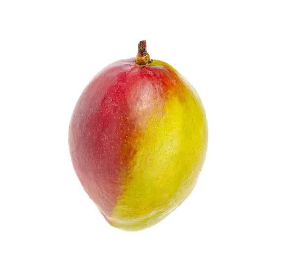 Mango Maduro Jugoso Dulce Rojo Verde Frutos Exóticos Aislados Blanco —  Fotos de Stock