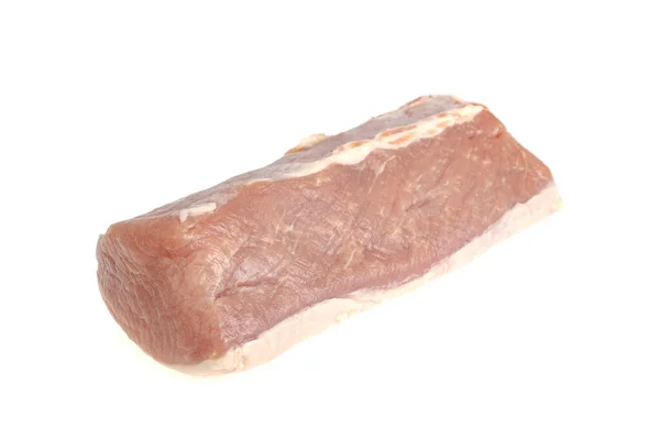 Pedaço Rosa Fresco Carne Porco Crua Pique Fundo Branco Foto — Fotografia de Stock