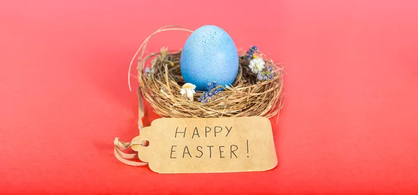 Fondo Colorido Con Huevos Pascua Sobre Fondo Rojo Feliz Concepto — Foto de Stock