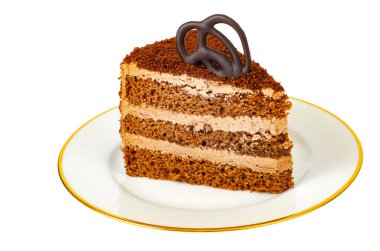 Beyaz arka planda izole edilmiş çikolatalı mantarlı kek. Stüdyo Fotoğrafı.