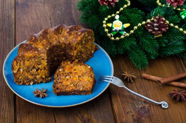 Lezzetli bir Noel baharatlı pastası. Stüdyo Fotoğrafı