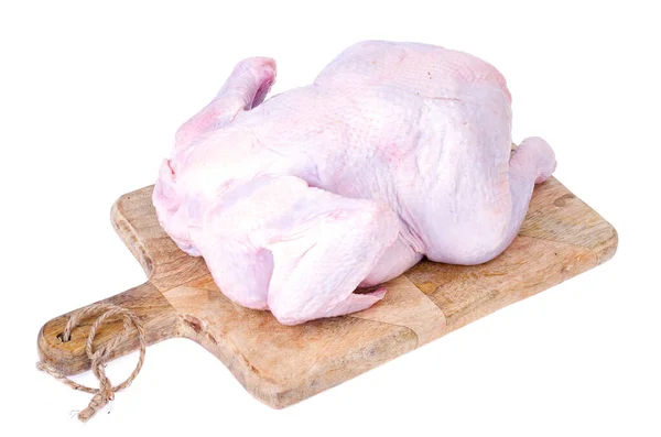 Carcasse Poulet Crue Sur Planche Découper Cuisine — Photo