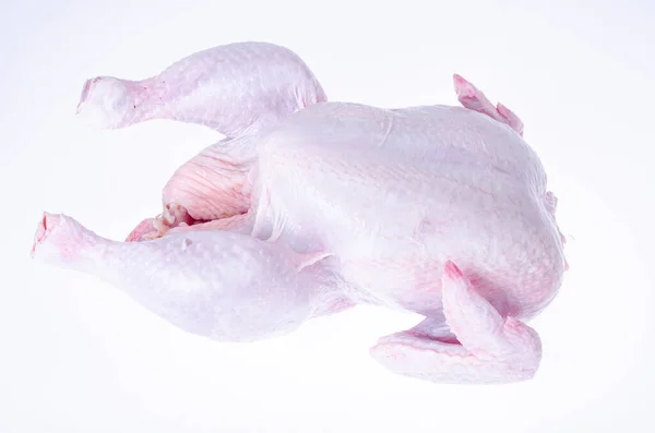 Kyckling Slaktkropp Med Hud Isolerad Vit Bakgrund — Stockfoto