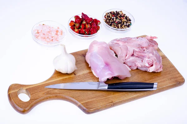 Carne Cruda Dos Trozos Muslos Pollo Para Cocinar — Foto de Stock