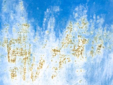 Eski bir mavi metal yüzey üzerindeki pas lekeleri. Stüdyo Fotoğrafı